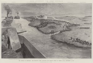 Náš úspěch v Soudanu, bitva o Omdurman, Khalifova armáda útočící na Sirdarovy síly u Keriri, 6:30, 2. září 1898